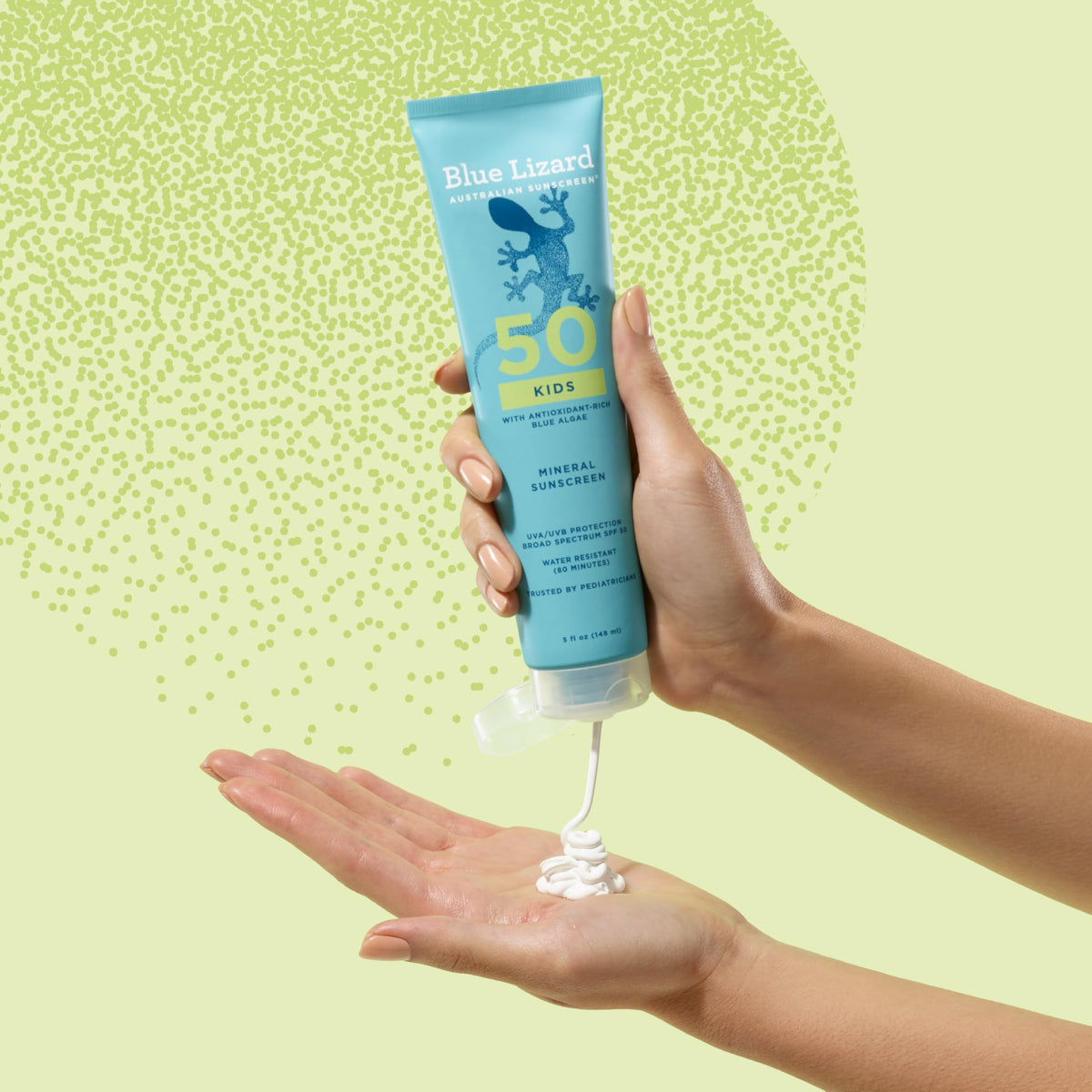 Blue Lizard sunscreen spread on arm showing even coverage and skin feel
