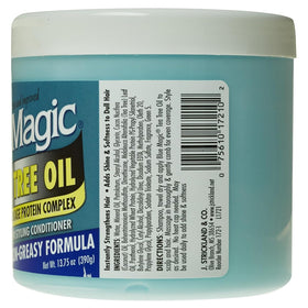 Blue Magic conditioner texture close-up, shows creamy slip for detangling