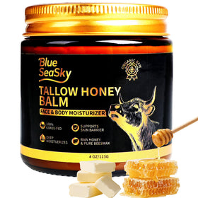 Blue Sea Sky front jar shot showing unscented tallow balm and clean packaging benefit