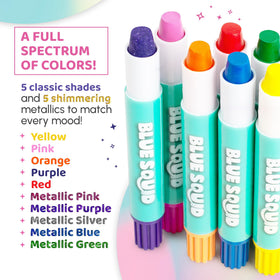 Blue Squid color swatches on paper showing vibrant pigment and shade range
