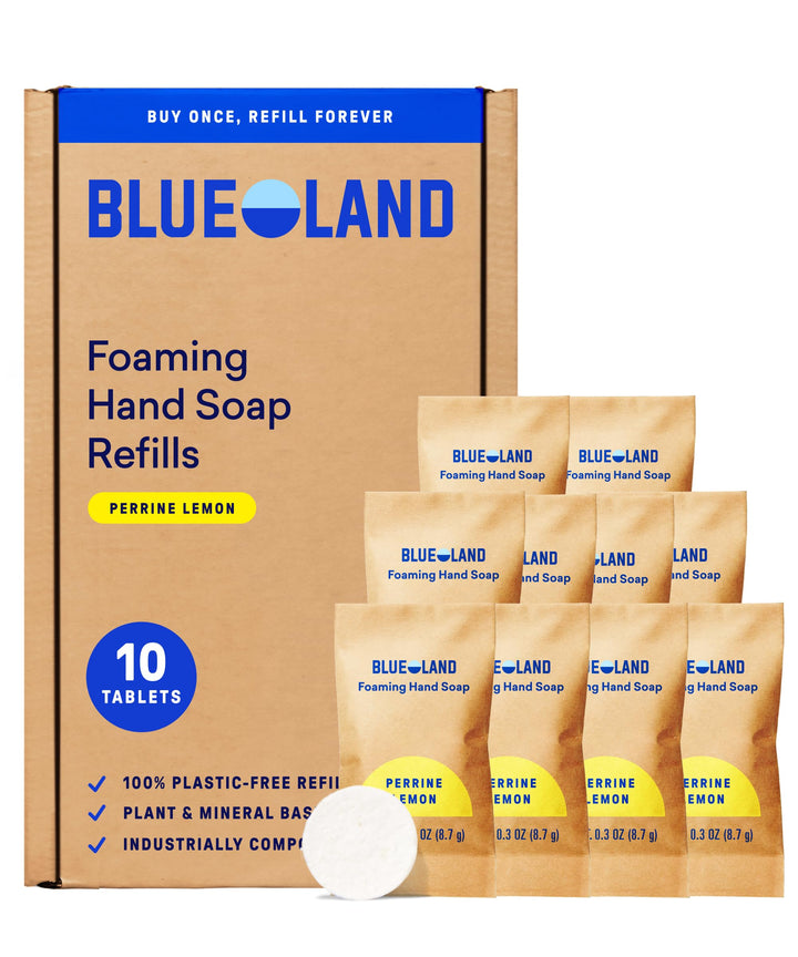 BLUELAND front view Forever Bottle with Perrine Lemon, refillable and stylish