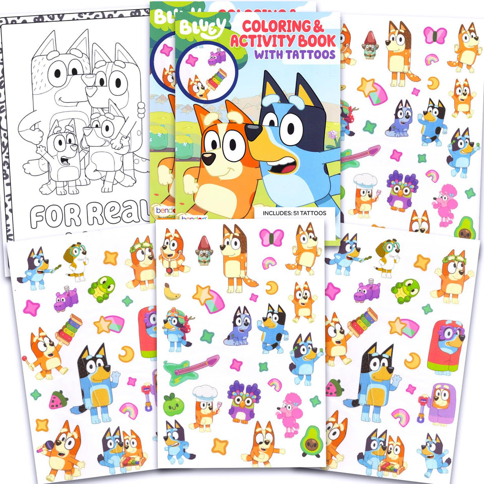 Bluey front packaging showing colorful tattoo sheets and branding for party convenience