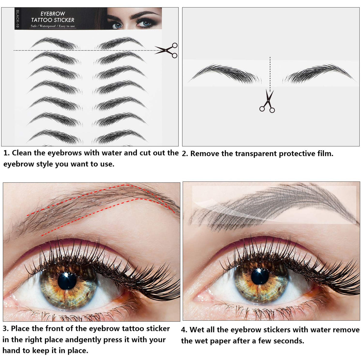 Blulu close-up of hair-like strokes for natural blended brows