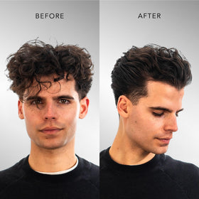 BluMaan side profile of styled hair illustrating long-lasting hold and shape
