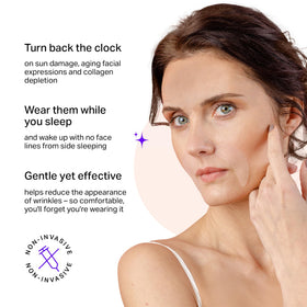 BLUMBODY applying patch to mouth area demonstrating discreet overnight wear
