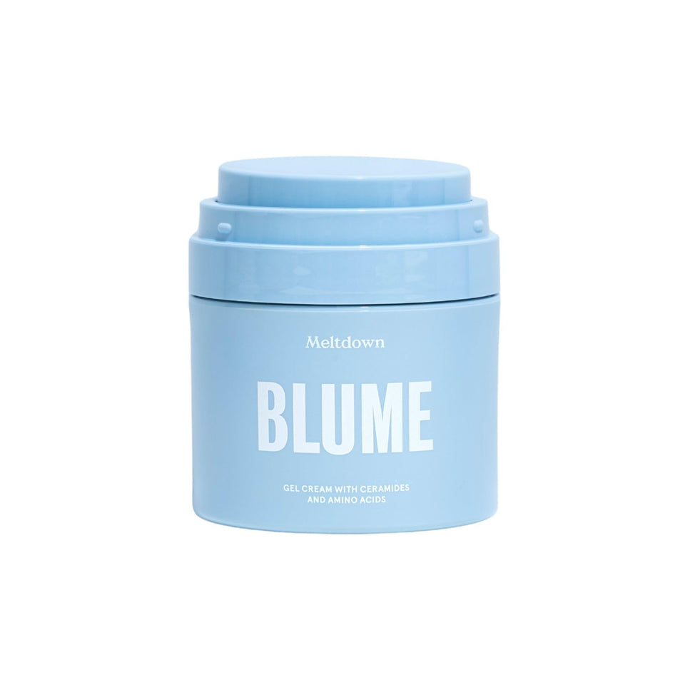 Blume Meltdown front packaging showing lightweight gel moisturizer benefits