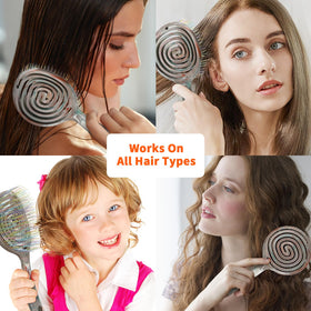 BLUSHMARKS brush held in hand to show compact size for travel convenience