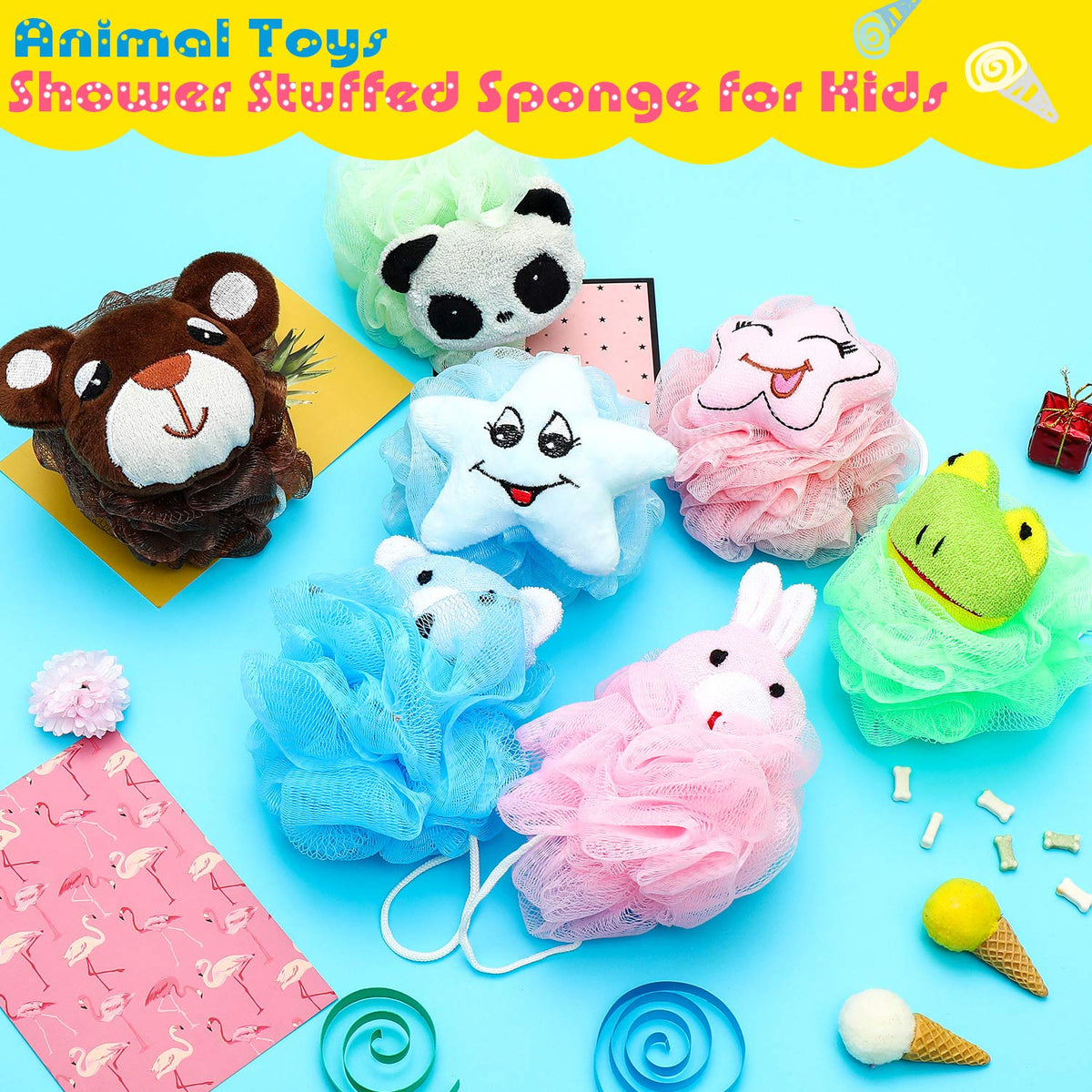 Boao child holding a bunny loofah making bath time more enjoyable