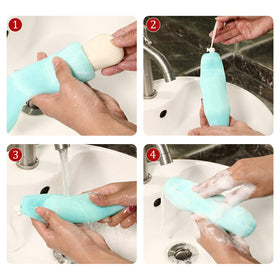 Boao pouch hanging on shower hook for quick drying and mold prevention