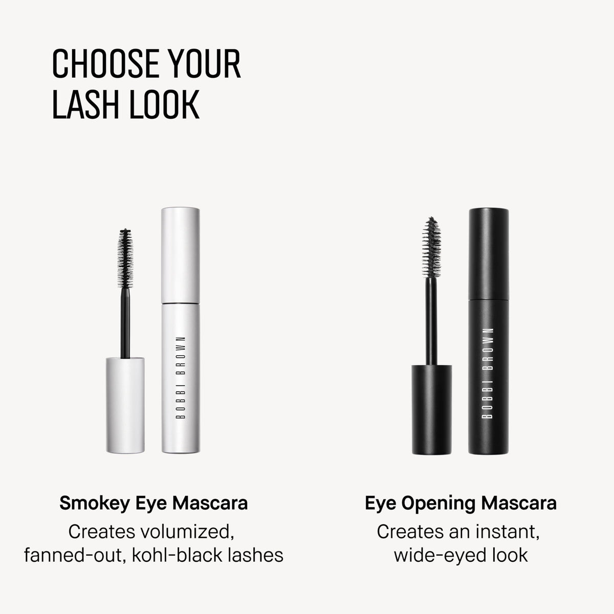 Bobbi Brown mascara size scale comparison showing compact 0.2 fl oz travel-friendly benefit