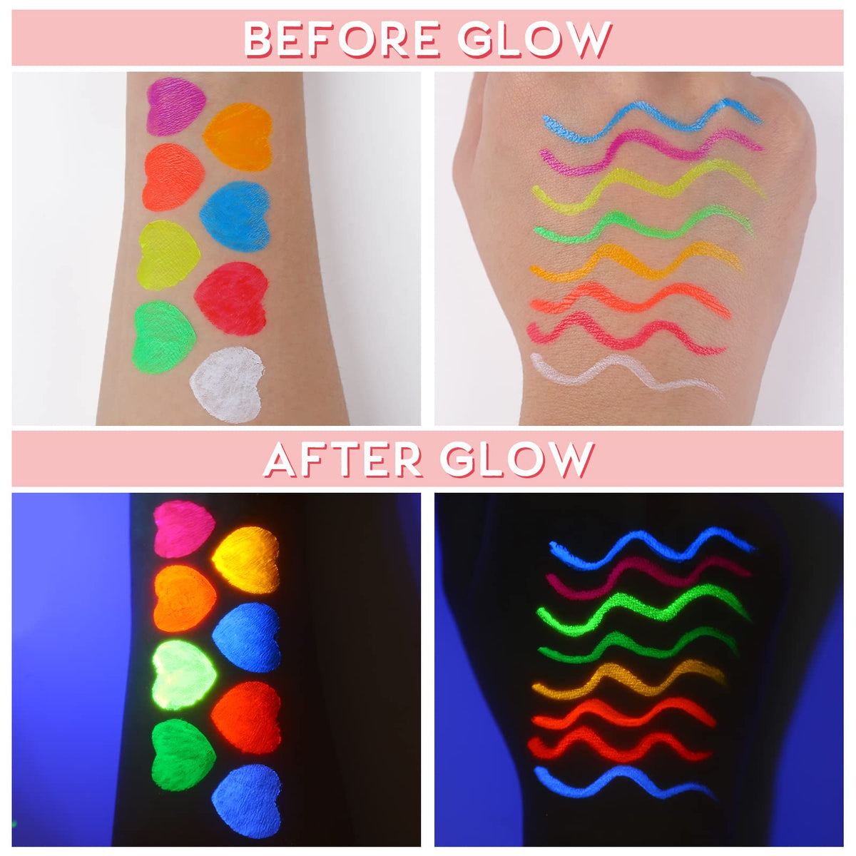 BOBISUKA neon liners glowing under UV light for head-turning effects