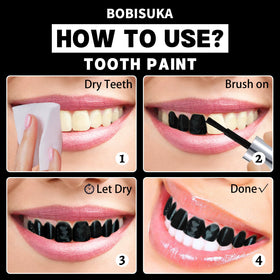 BOBISUKA painted teeth close-up demonstrating realistic blackout finish benefit