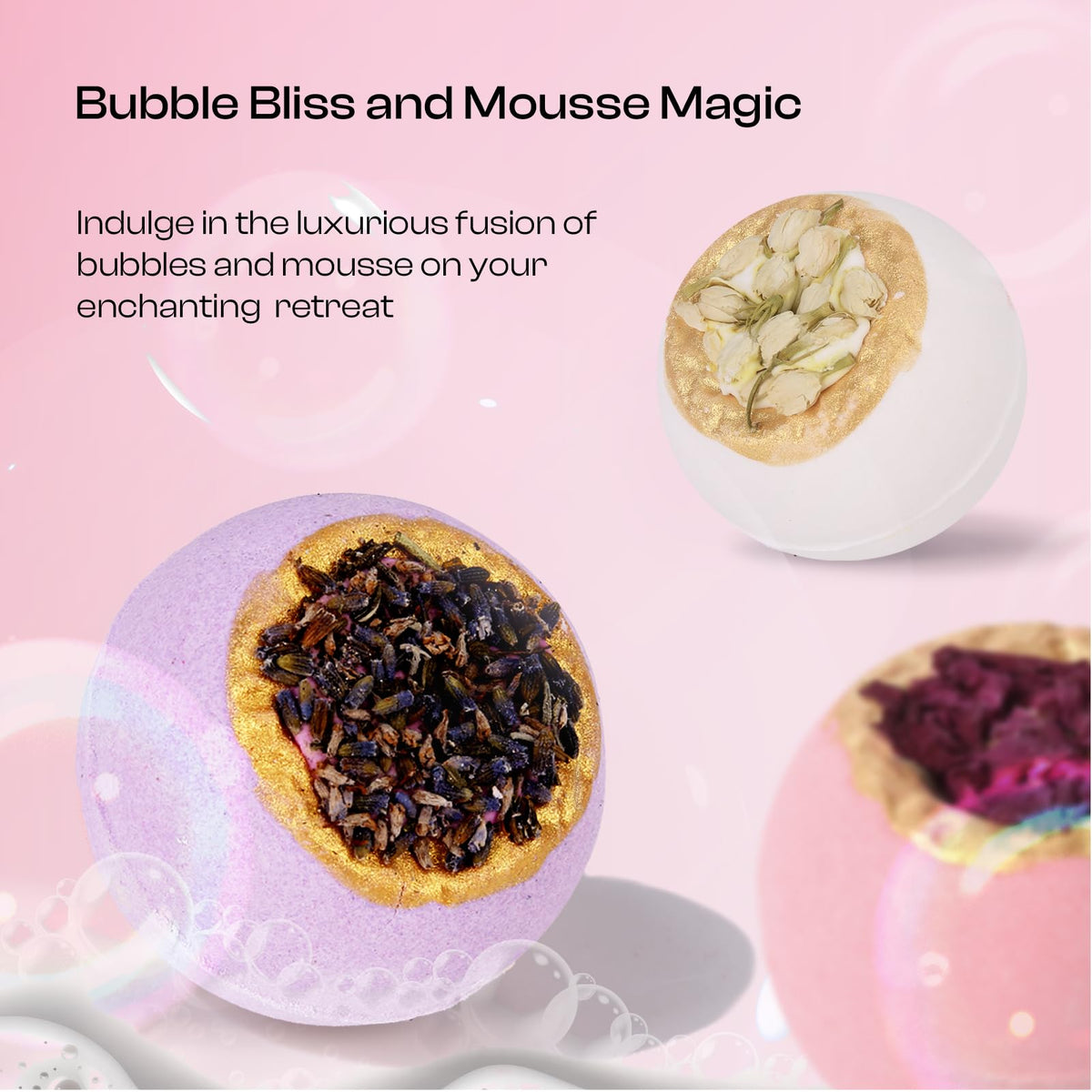 BoboSweeTree bath bomb fizzing in tub demonstrating relaxing aromatherapy soak benefit
