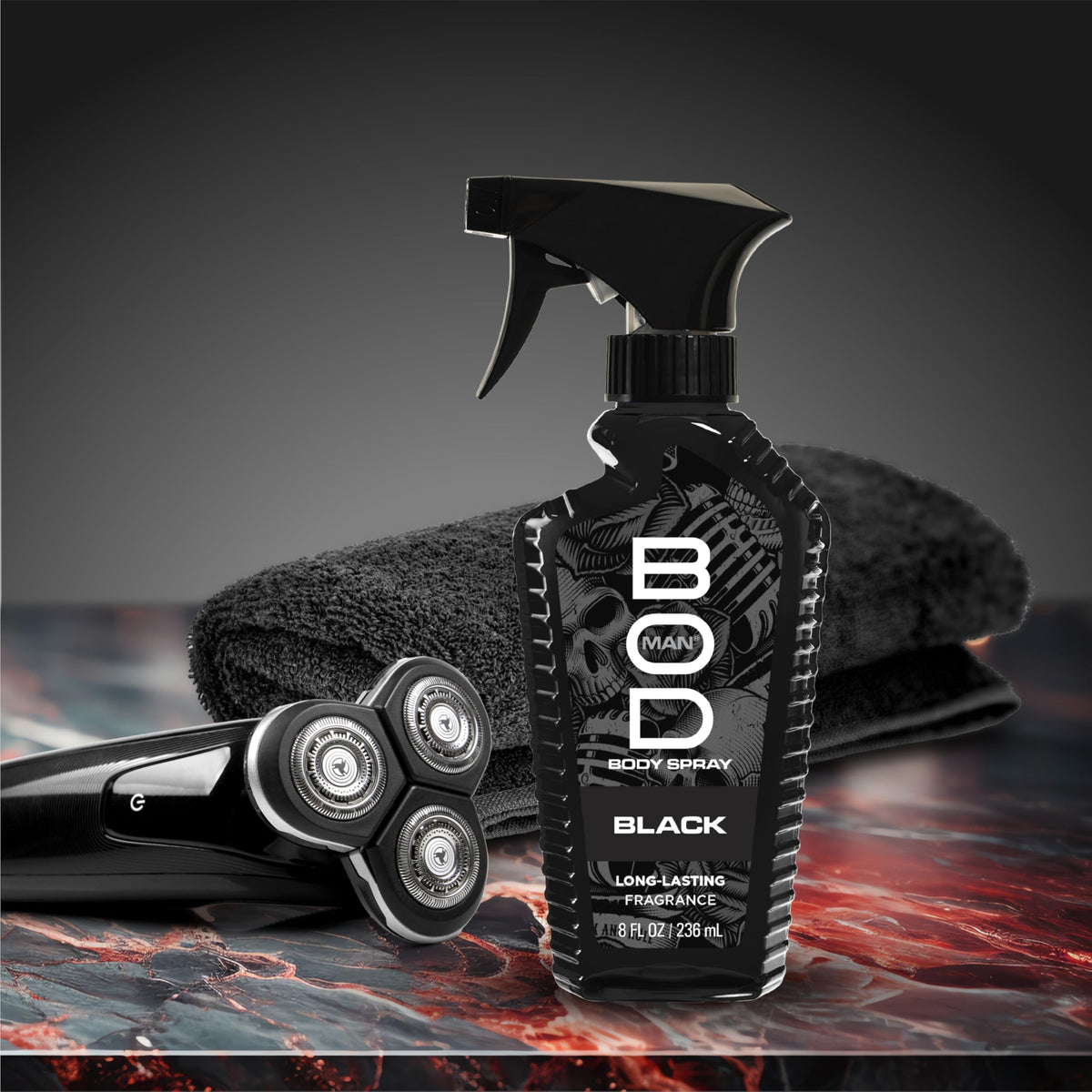 BOD man spray being applied to wrist showing quick freshening benefit