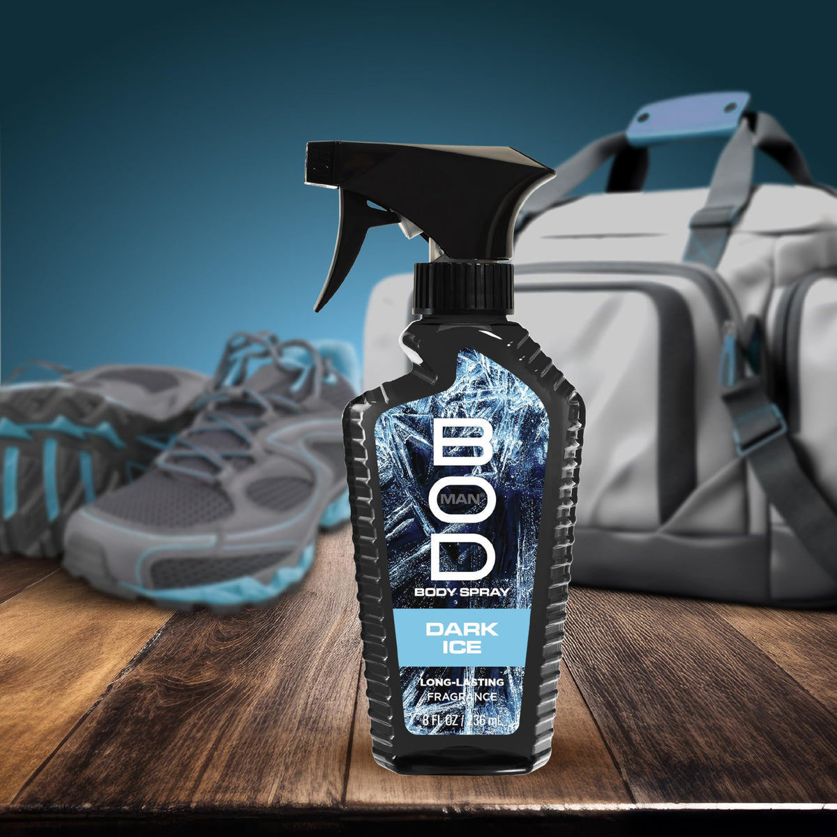 BOD man bottle beside ruler illustrating 8 fl oz size for travel and daily use