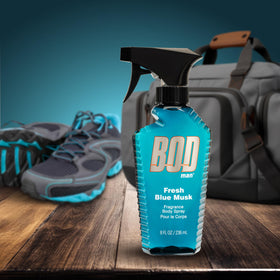 BOD man label close-up highlighting woody notes and long-lasting musk