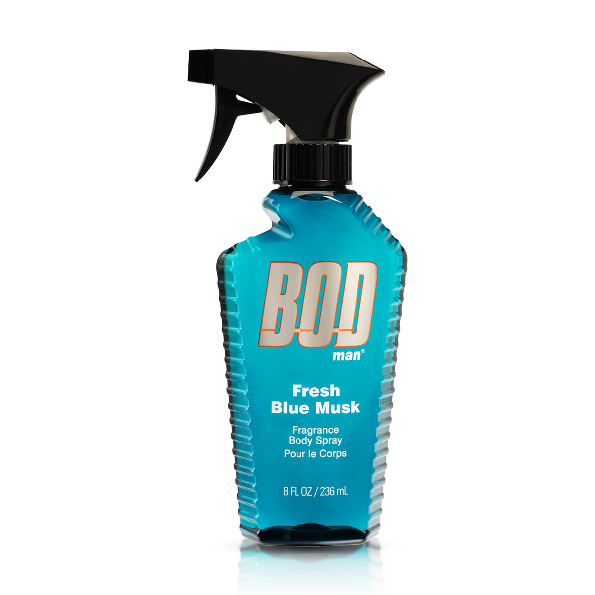 BOD man bottle front packaging showing fresh blue musk benefit of uplifting fragrance