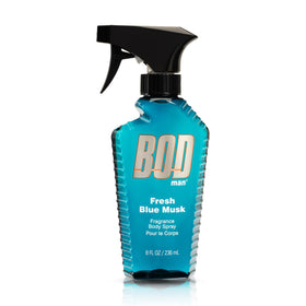 BOD man bottle front packaging showing fresh blue musk benefit of uplifting fragrance