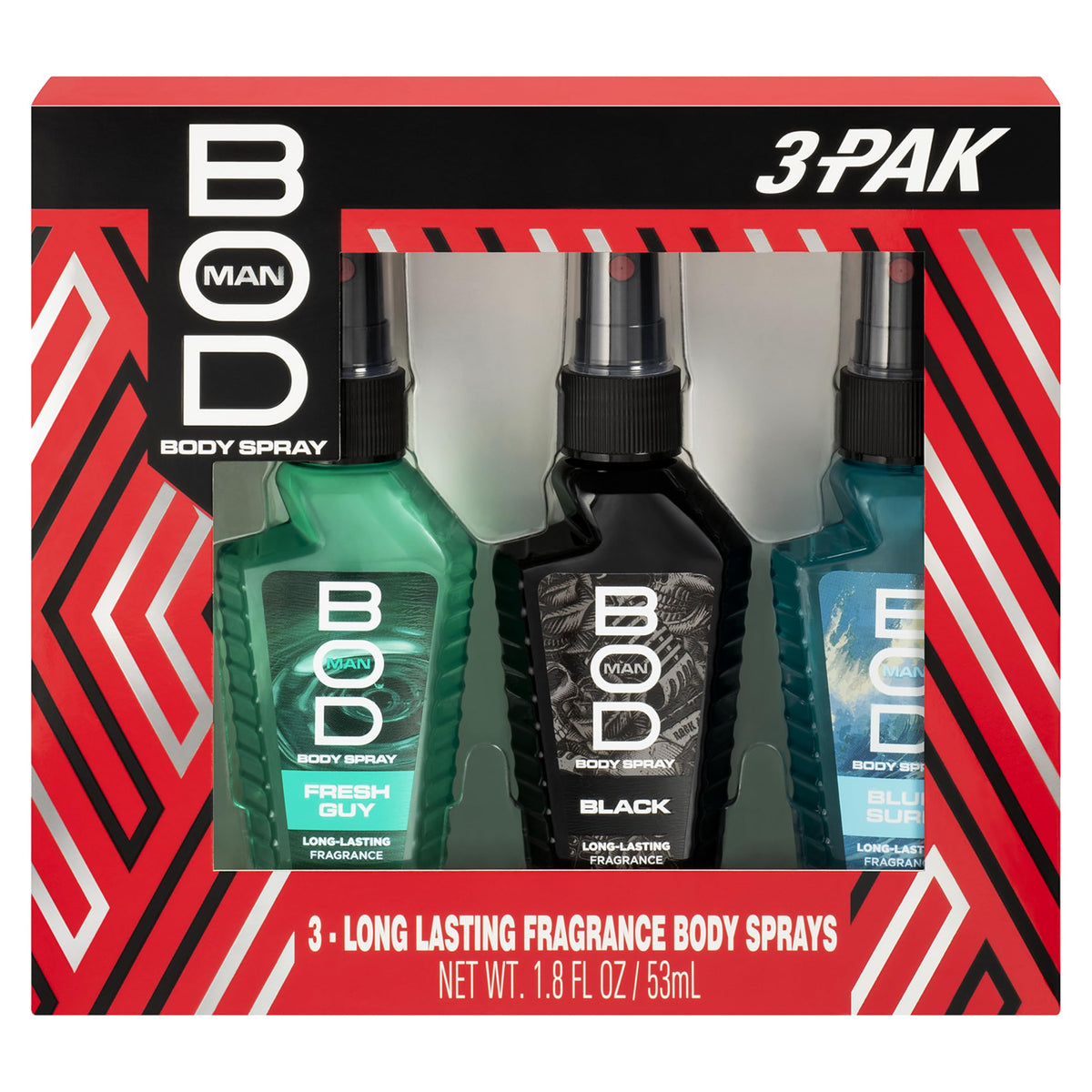 BOD man gift set front packaging showing three cans and clear gifting appeal