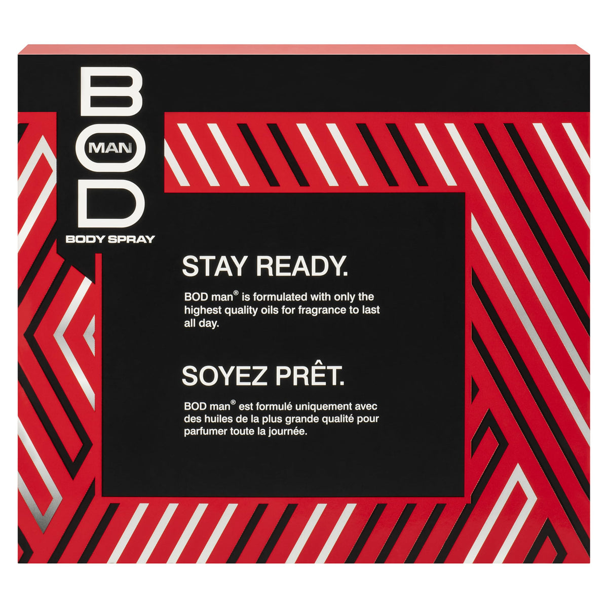 BOD man lifestyle shot of man using spray demonstrating fresh confident scent