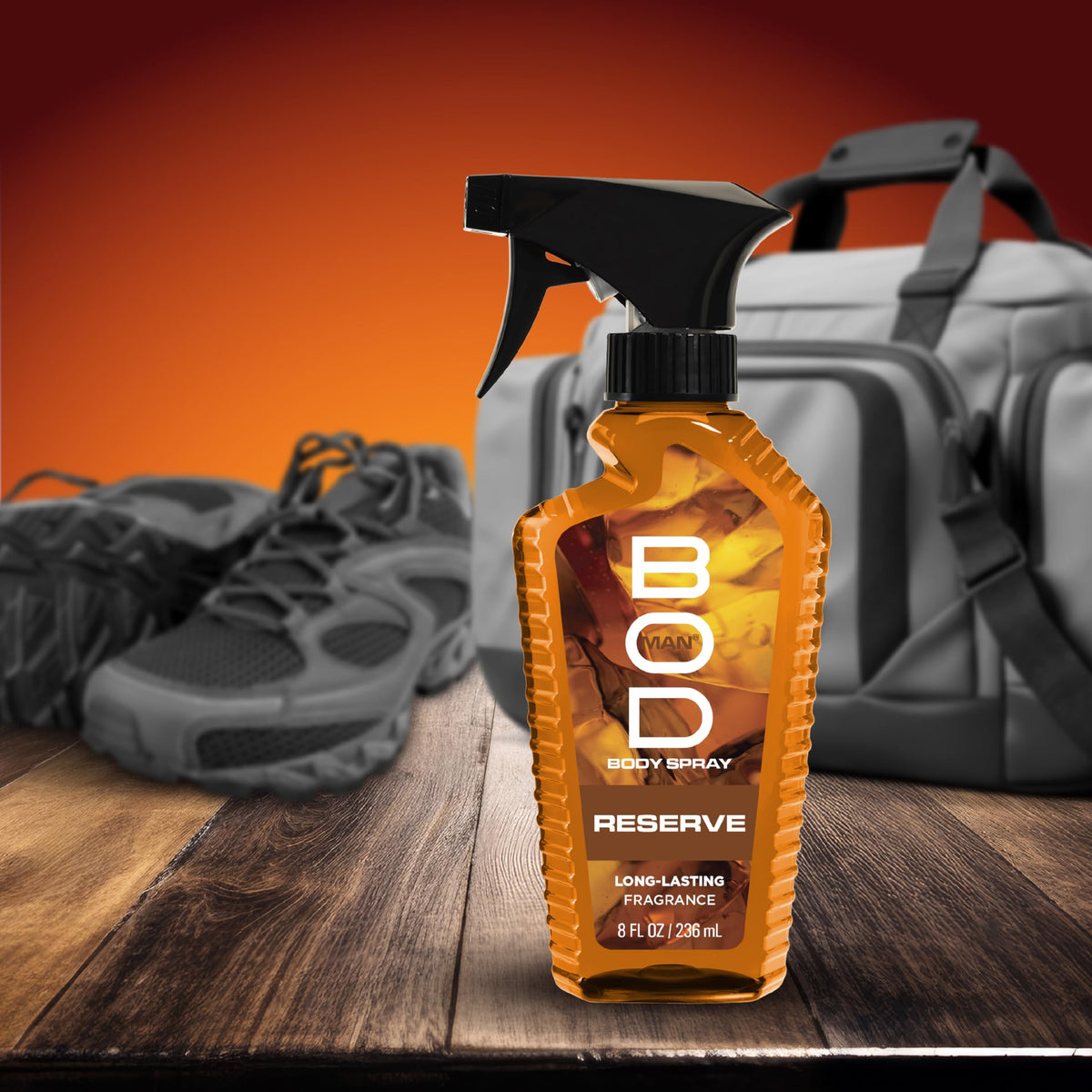 BOD Man Reserve bottle in hand illustrating 8 fl oz scale for portability