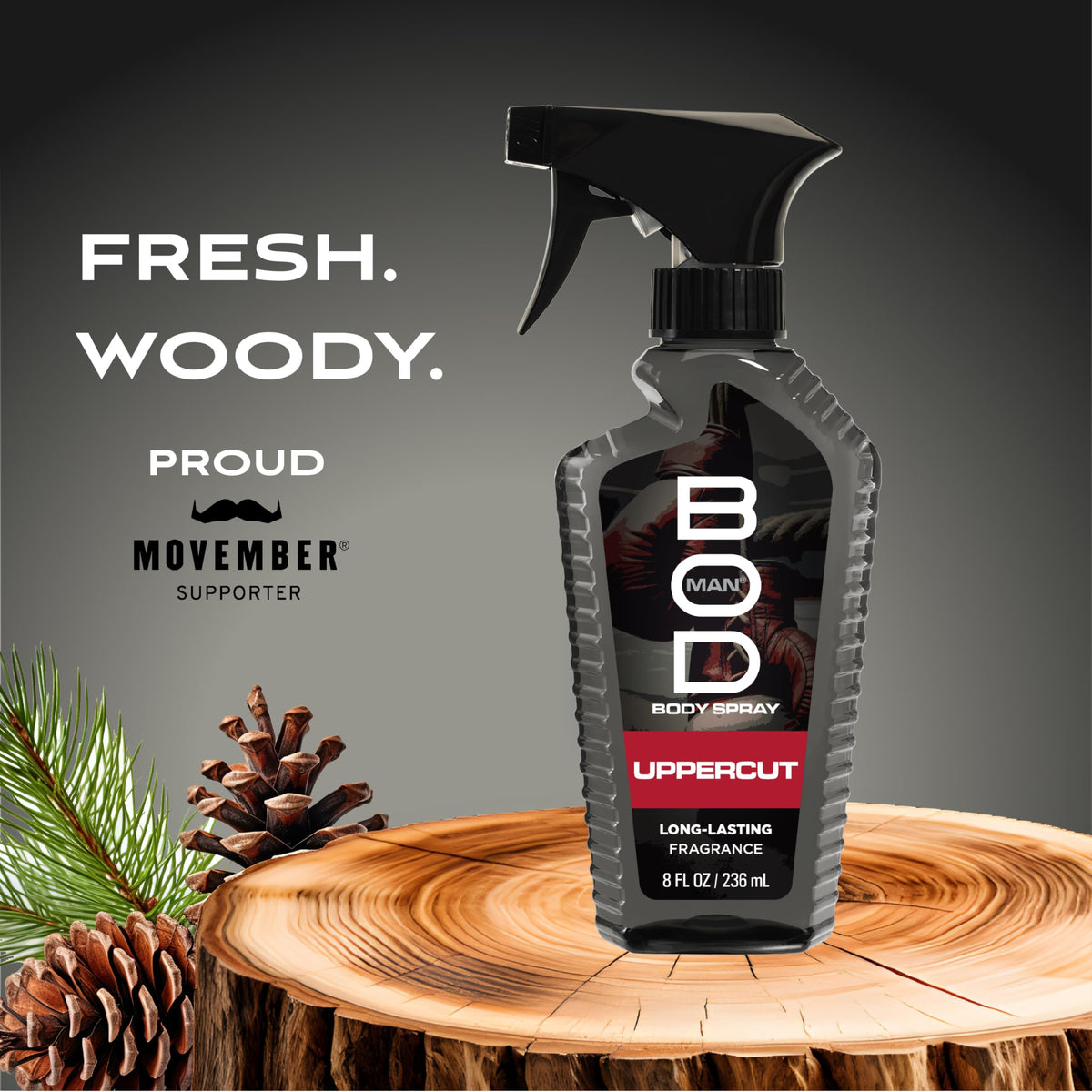 BOD Man spray action emitted from nozzle demonstrating quick refresh benefit