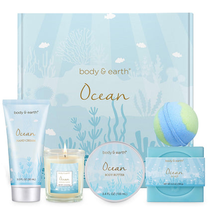 BODY & EARTH front packaging showing gift box and contents with elegant presentation