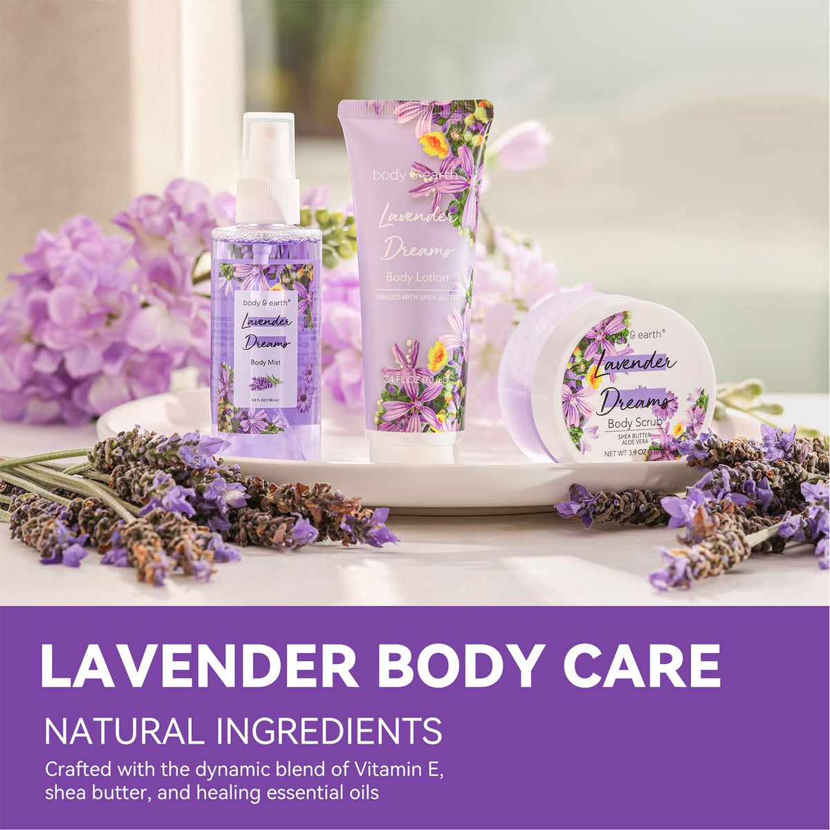 BODY & EARTH body lotion pump detail showing smooth lotion for lasting hydration benefit