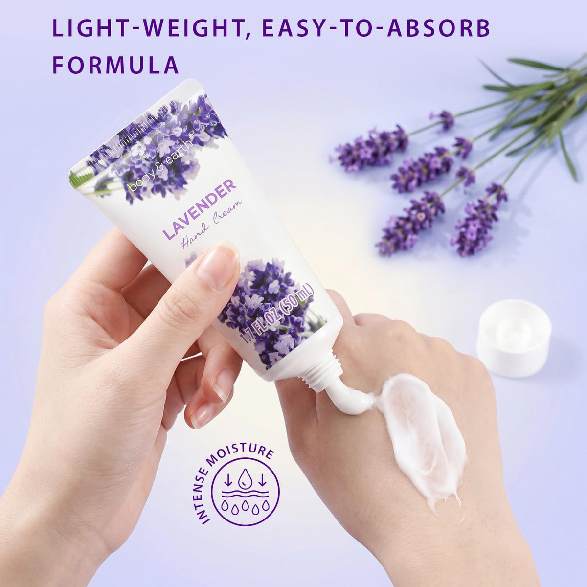 BODY & EARTH lavender essential oil dropper close-up for calming aromatherapy