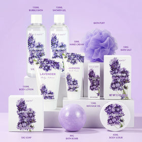 BODY & EARTH arranged products top view highlighting kit variety and organization