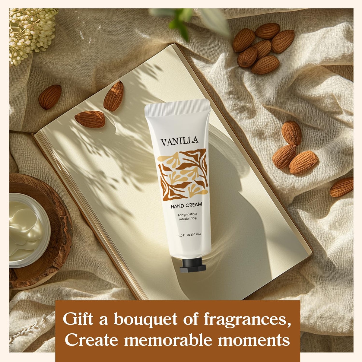 BODY & EARTH # LOVE cream texture on hand showing quick absorption benefit