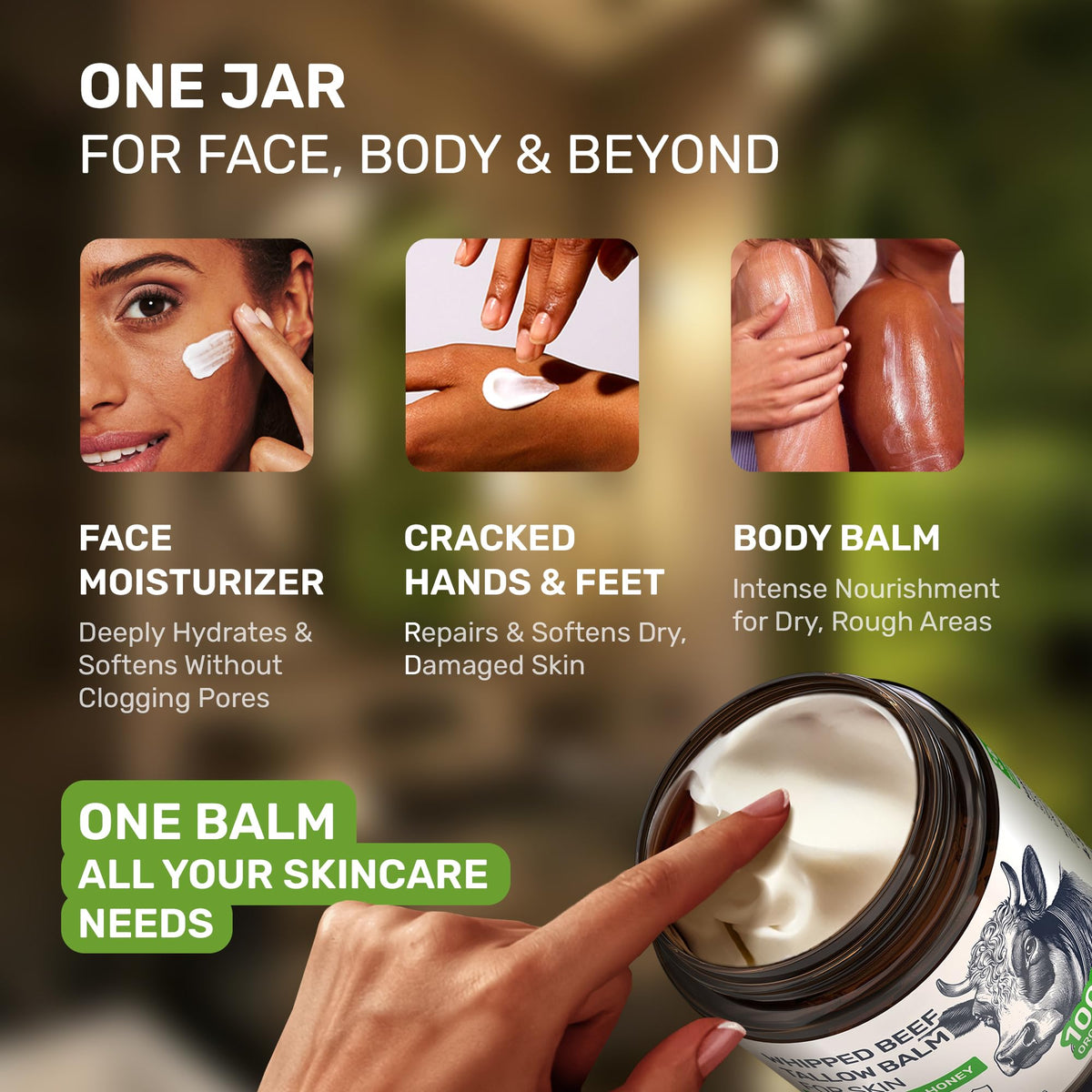 Body Art applying balm to cheek showing gentle facial use and soothing hydration