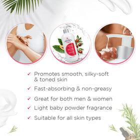 Body Drench bottle beside towel showing size and everyday routine benefit