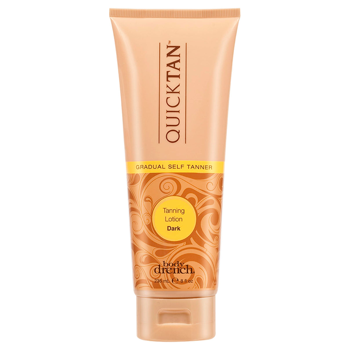 Body Drench front packaging 8 fl oz showing product benefit of buildable bronze