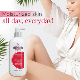 Body Drench lotion on hand spreadable texture providing lightweight hydration