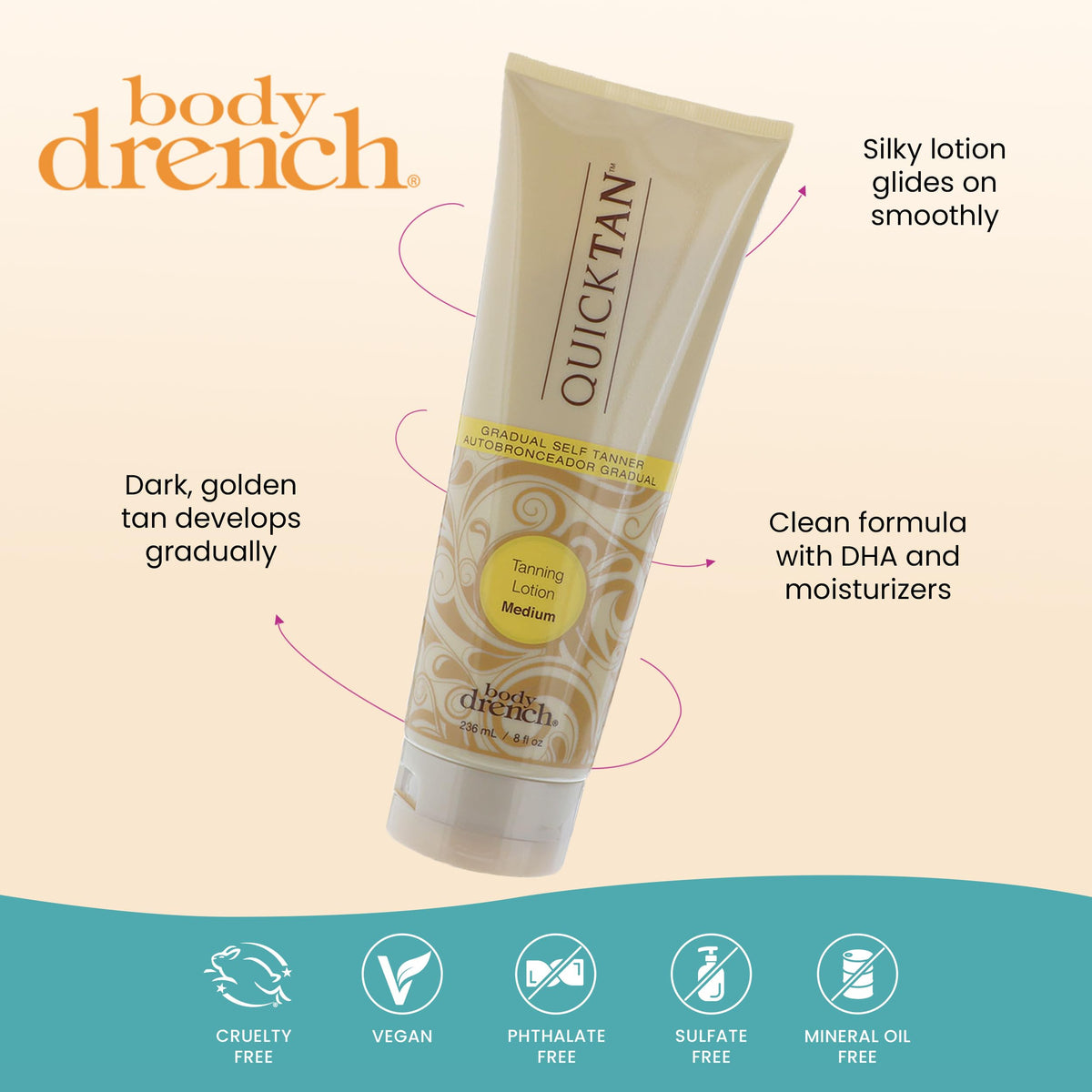 Body Drench applied on forearm demonstrating even natural-looking bronze