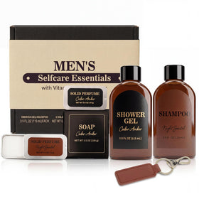 BODY & EARTH gift box front view showing complete cedar & sandal set