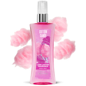 Body Fantasies cotton candy product in hand shows scale and convenient size for on-the-go use