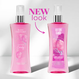Body Fantasies Cotton Candy side label close-up highlighting product details and easy-read information