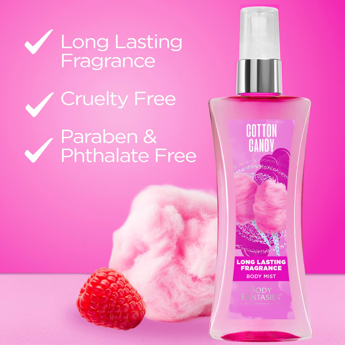 Body Fantasies Cotton Candy two-pack in a handbag lifestyle image for portability and backup benefit