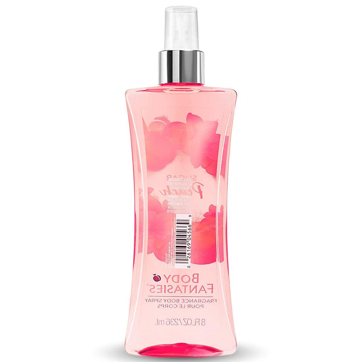 Body Fantasies back panel view showing ingredients and cruelty-free claim