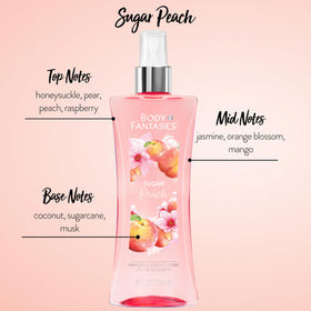 Body Fantasies spray action releasing fine mist for quick, even fragrance