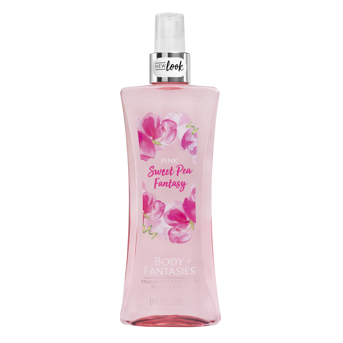 Body Fantasies Sweet Pea front packaging showing bottle and label, fresh daily scent