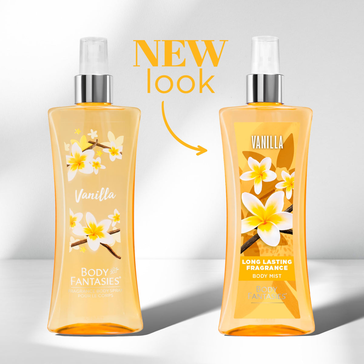 Body Fantasies curved bottle grip detail for comfortable handling and easy application