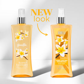 Body Fantasies curved bottle grip detail for comfortable handling and easy application