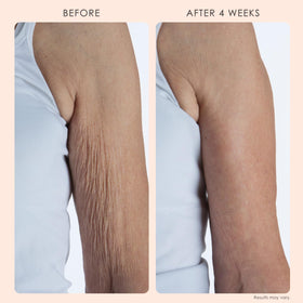 Body Firm being applied to arm to demonstrate absorption and immediate hydration benefit