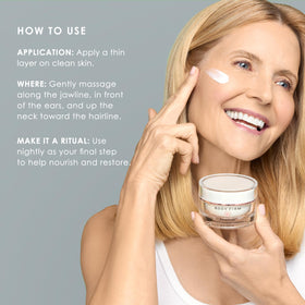 BODY FIRM applying cream to neck close-up showing targeted firming benefit