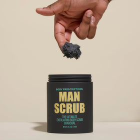 Body Prescriptions close-up texture view showing exfoliant grit and cleansing effect