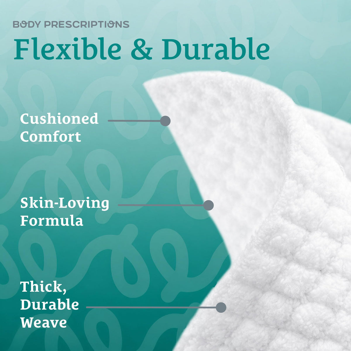 Body Prescriptions wipe texture close-up soft cloth for gentle cleansing