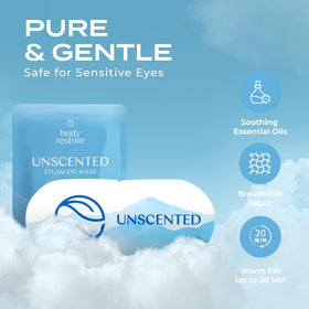 Person wearing Body Restore mask relaxing, illustrating stress relief benefit